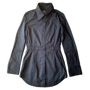 MOUSSY PINSTRIPE LONG BLACK SHIRT DRESS